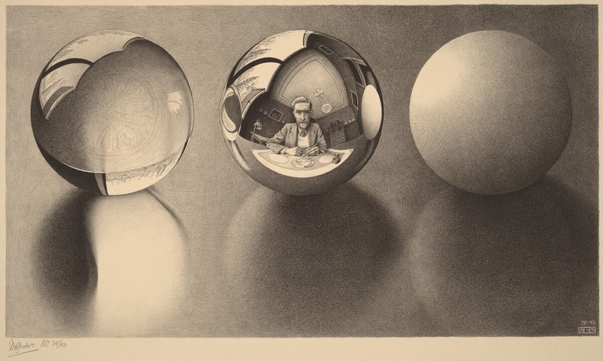 Three Spheres II by M.C. Escher