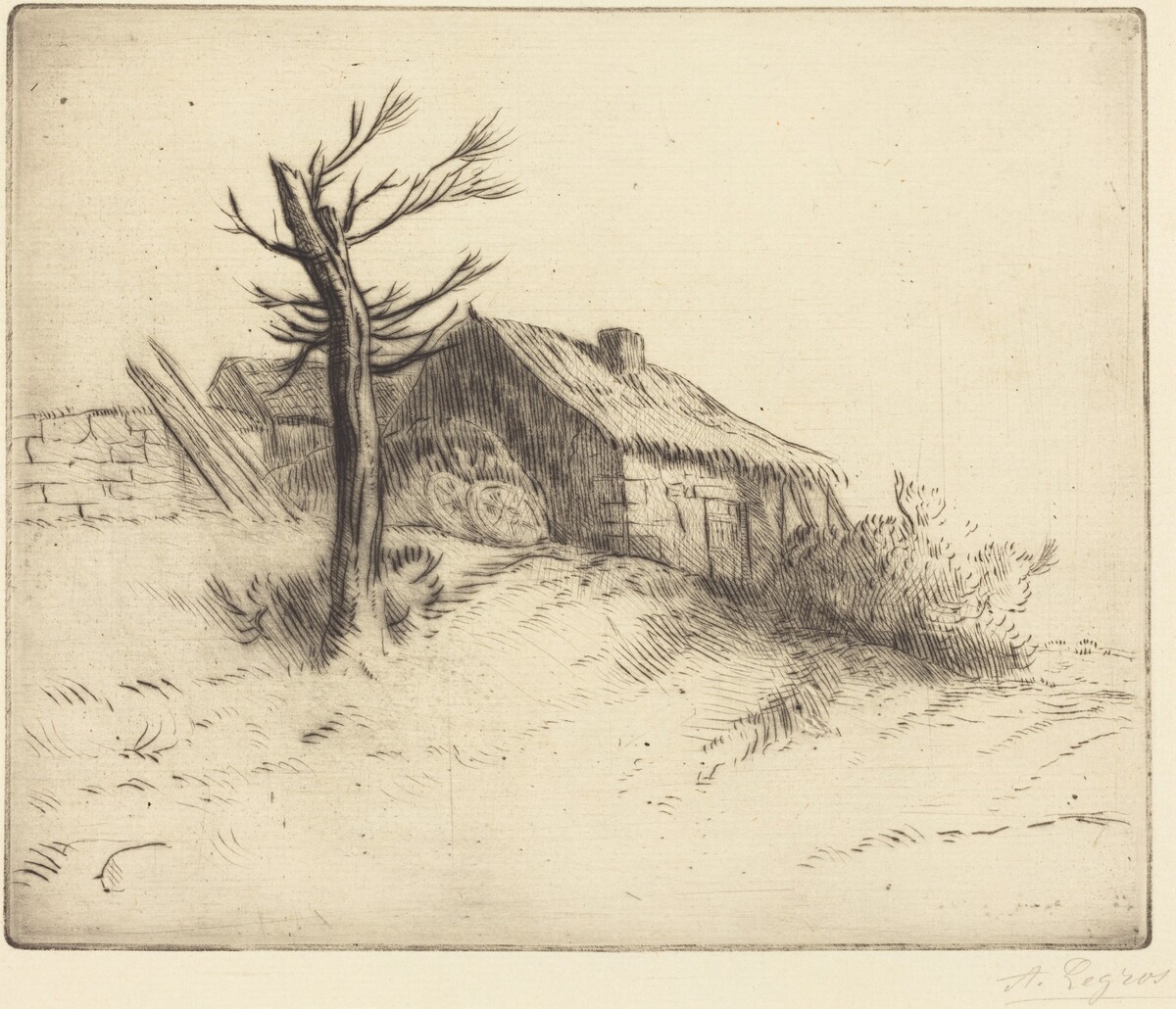 Thatched Cottage (Chaumiere) by Alphonse Legros