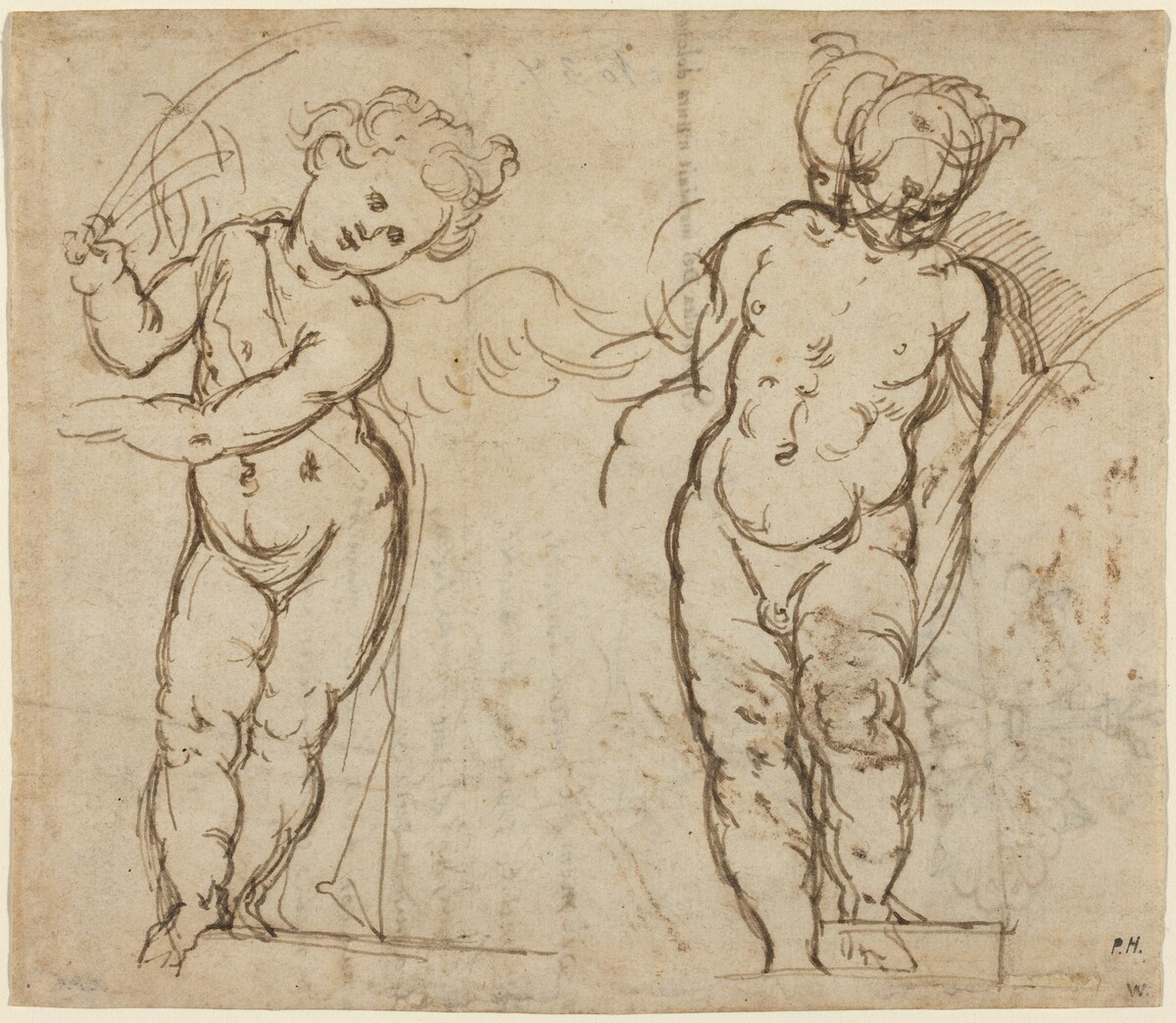 Two Standing Putti [recto] by Italian 17th Century