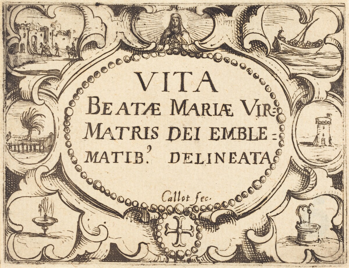 Title Page for "The Life of the Virgin in Emblems" by Jacques Callot