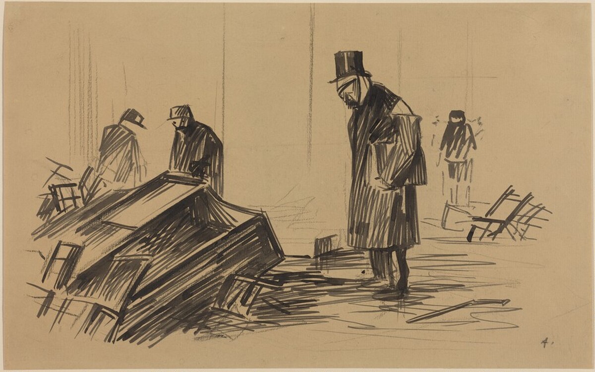 a) After the Riot (recto); b) Two Figures (verso) by Jean-Louis Forain