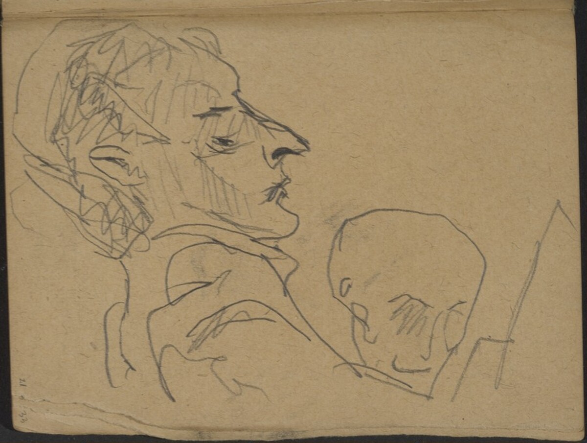 Zwei Männer, der vordere im Profil (Two Men, one in Profile) [p. 21] by Max Beckmann