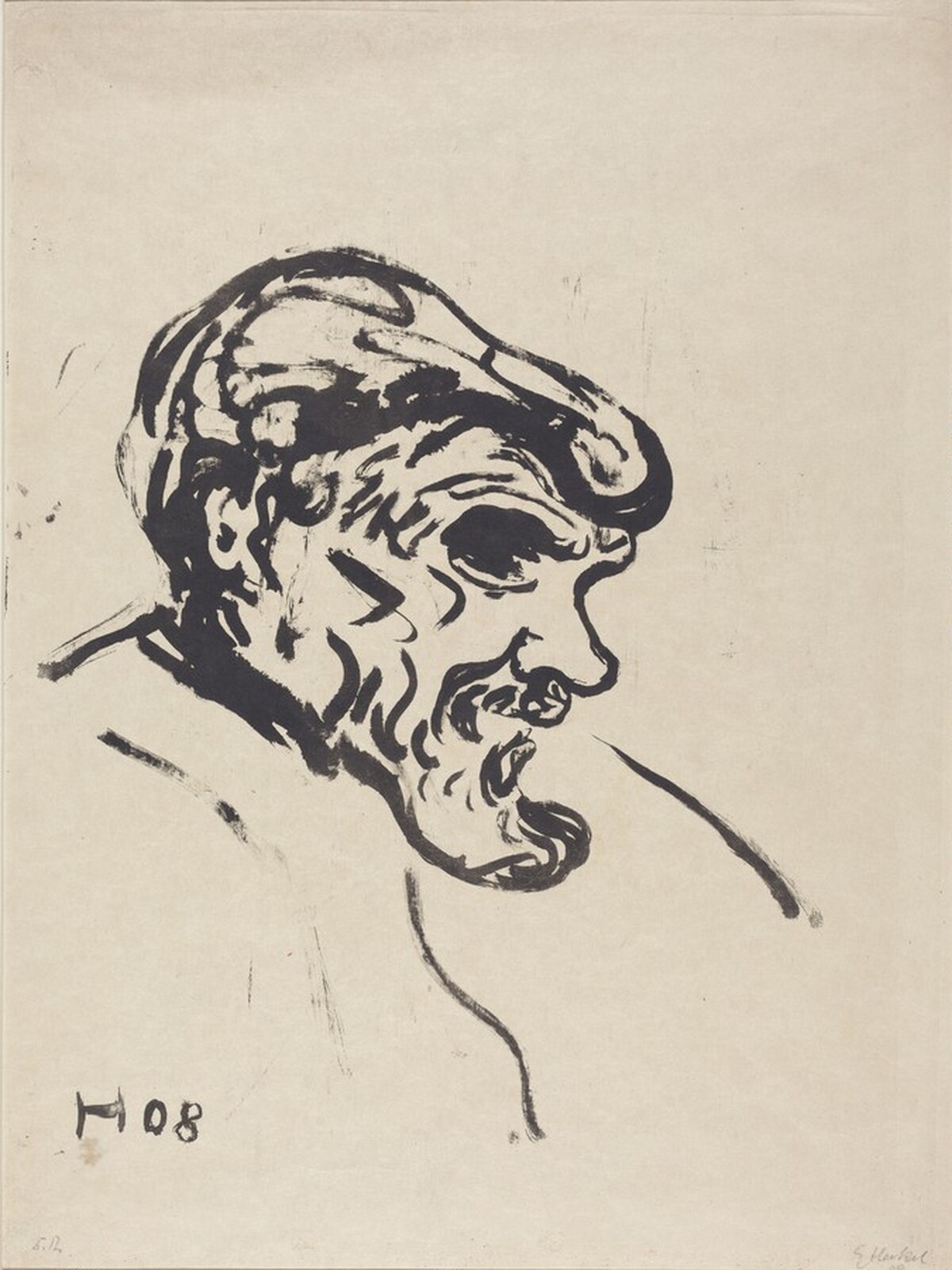 Head of a Man (Bartiger Mann) by Erich Heckel
