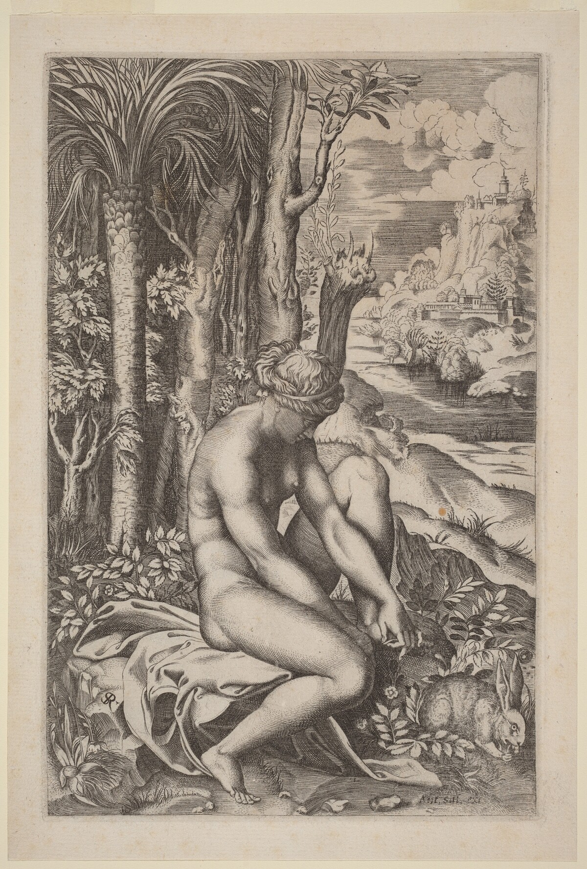 Venus Extracting a Thorn from Her Foot by Marco Dente after Raphael