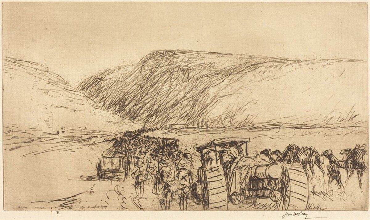 The Advance on Jerusalem - Wadi Ali by James McBey