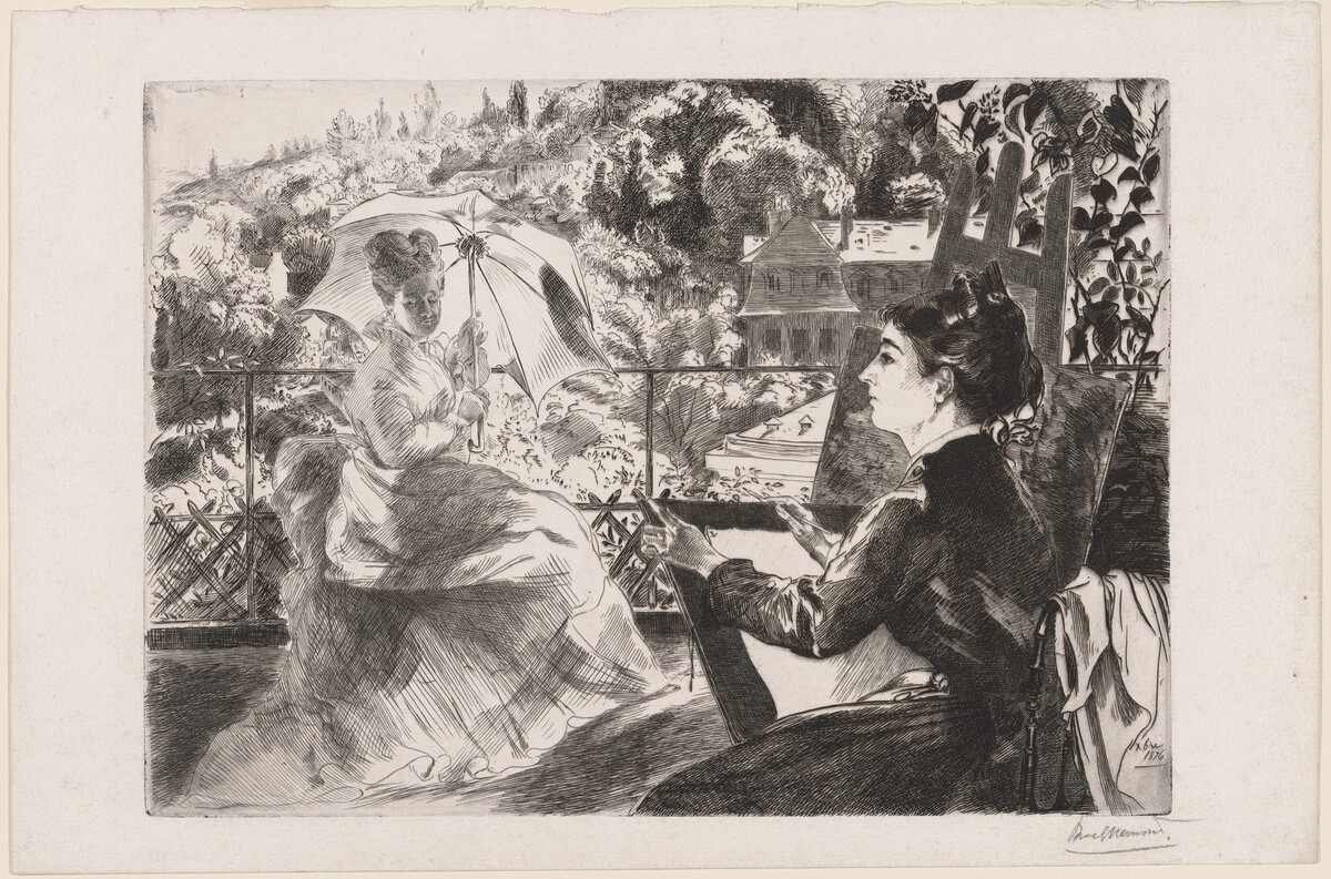 La Terrasse de la Villa Brancas by Félix Bracquemond