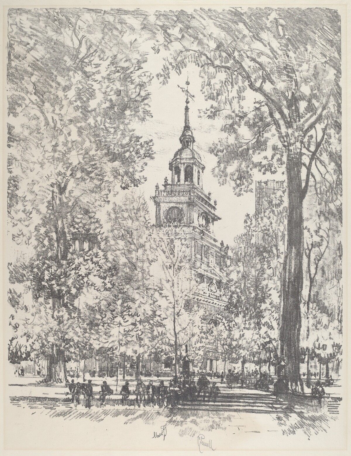 Independence Square and the State House by Joseph Pennell