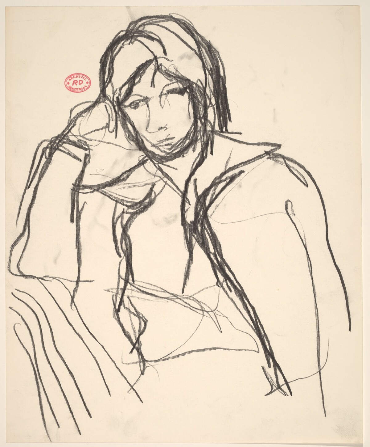 Untitled [head and torso of model wearing wide collar] by Richard Diebenkorn