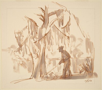 Man and Tree and Lake