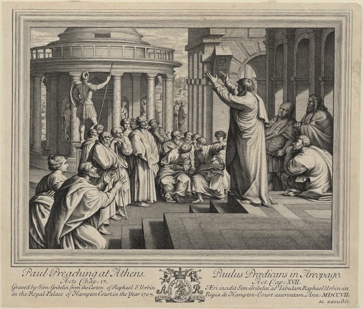 Paul Preaching at Athens by Simon Gribelin II, after Raphael