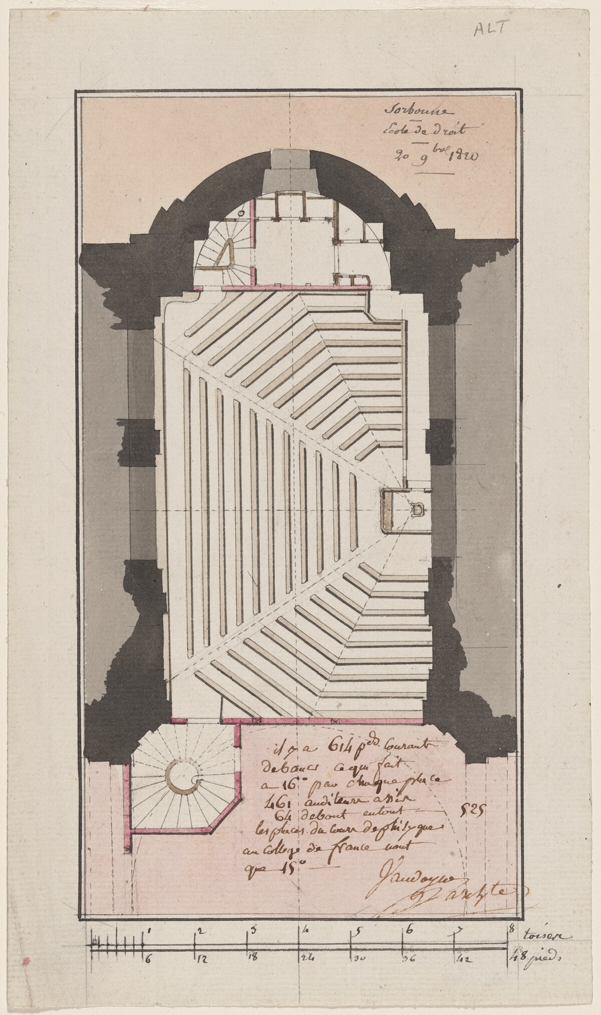 Study for the Renovation of a Law Classroom at the Sorbonne by Antoine Laurent Thomas Vaudoyer