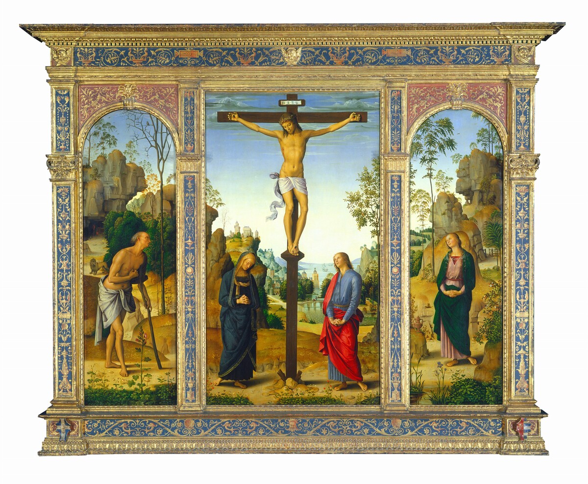 The Crucifixion with the Virgin, Saint John, Saint Jerome, and Saint Mary Magdalene by Pietro Perugino