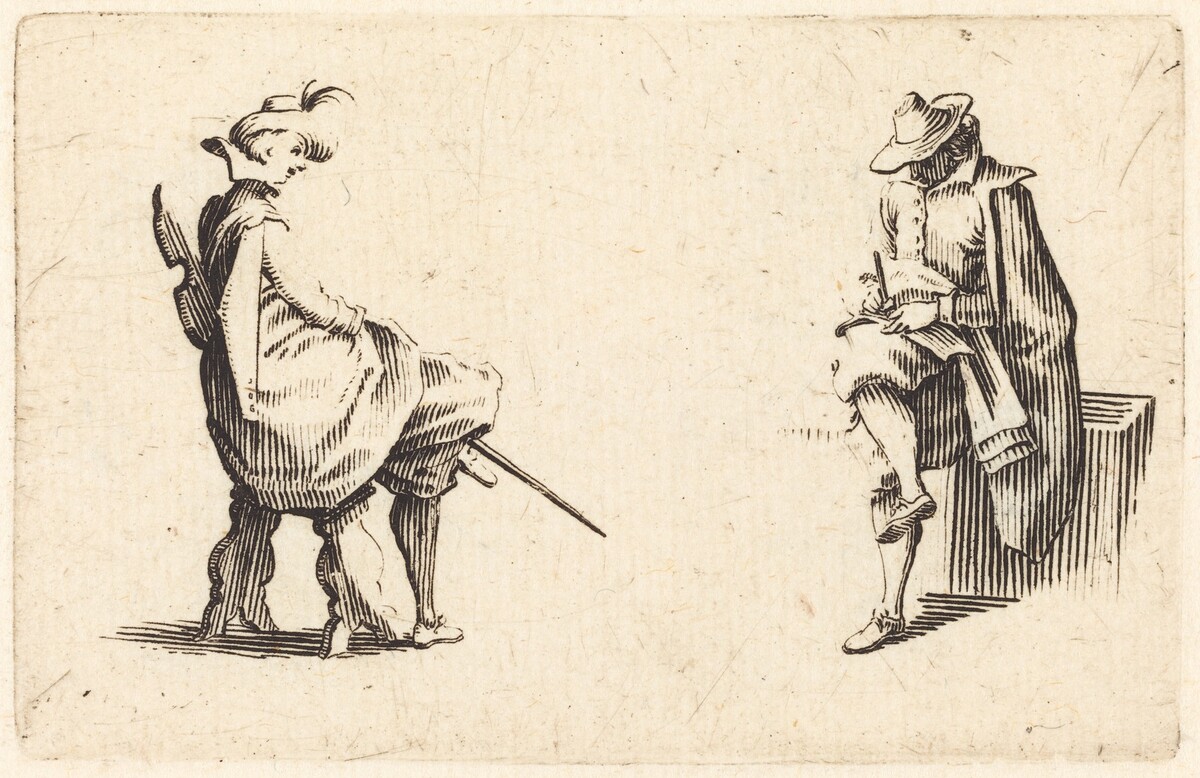 Two Seated Figures by Jacques Callot