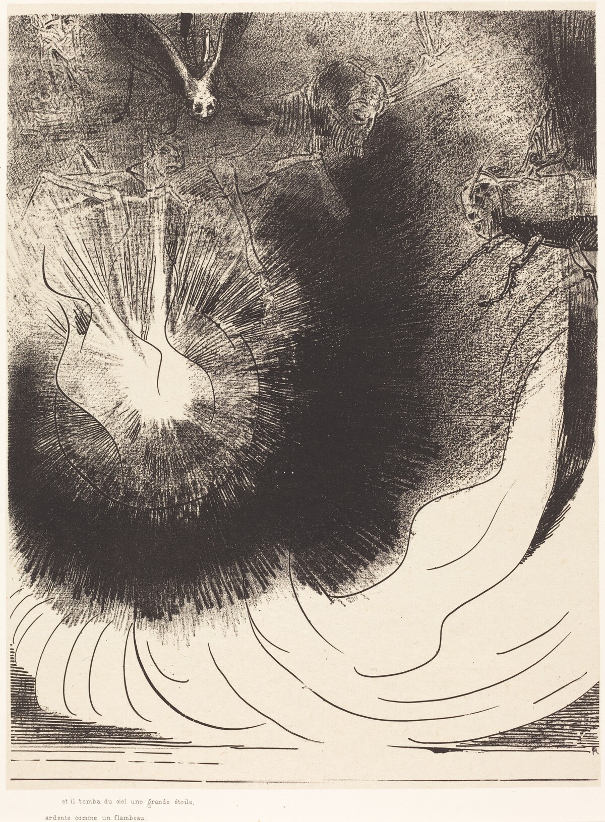 Et il tombe du ciel une grande etoile ardente (And there fell a great star from heaven burning as it were a lamp) by Odilon Redon