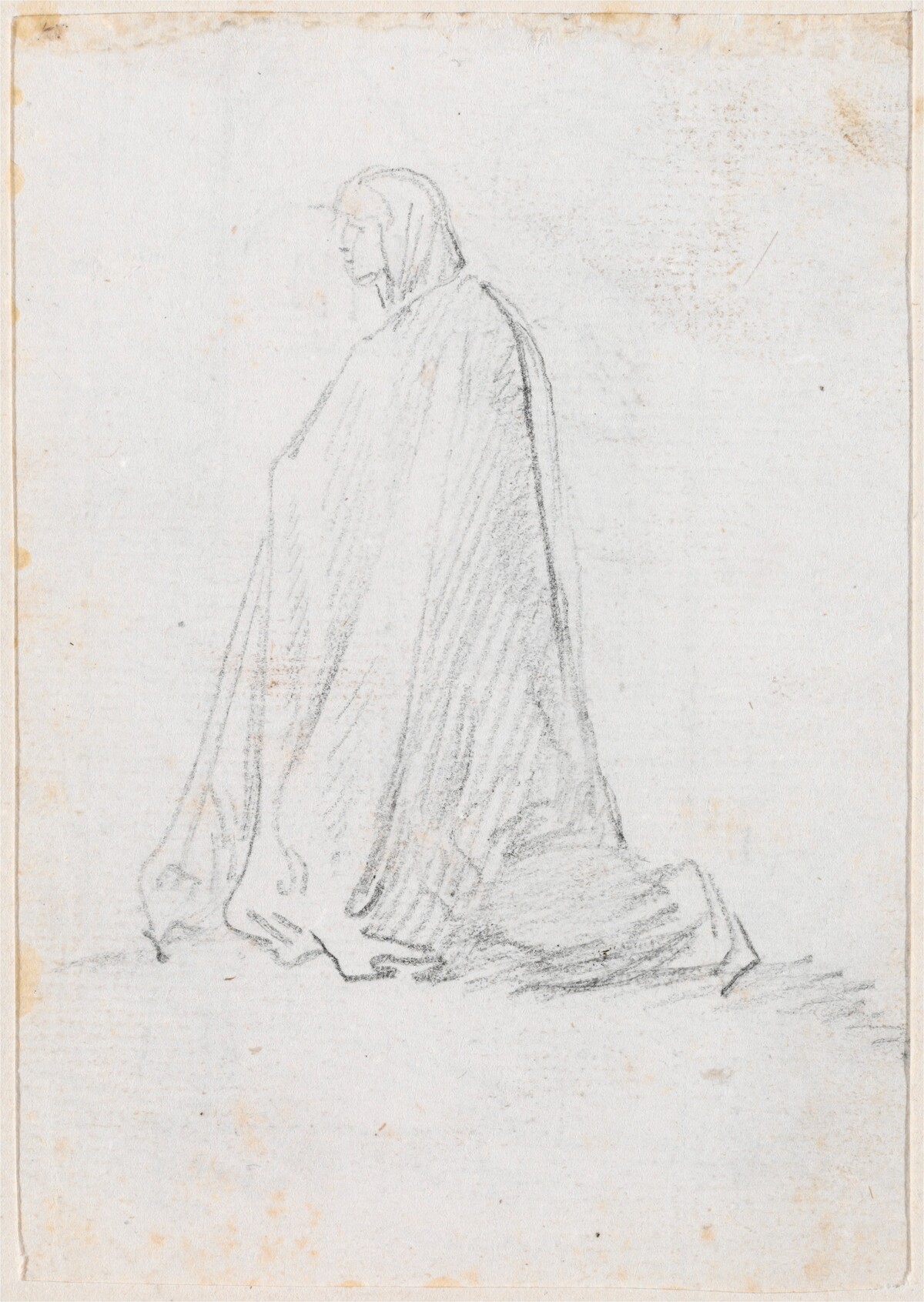 Kneeling Figure in a Hooded Robe [verso] by Hubert Robert