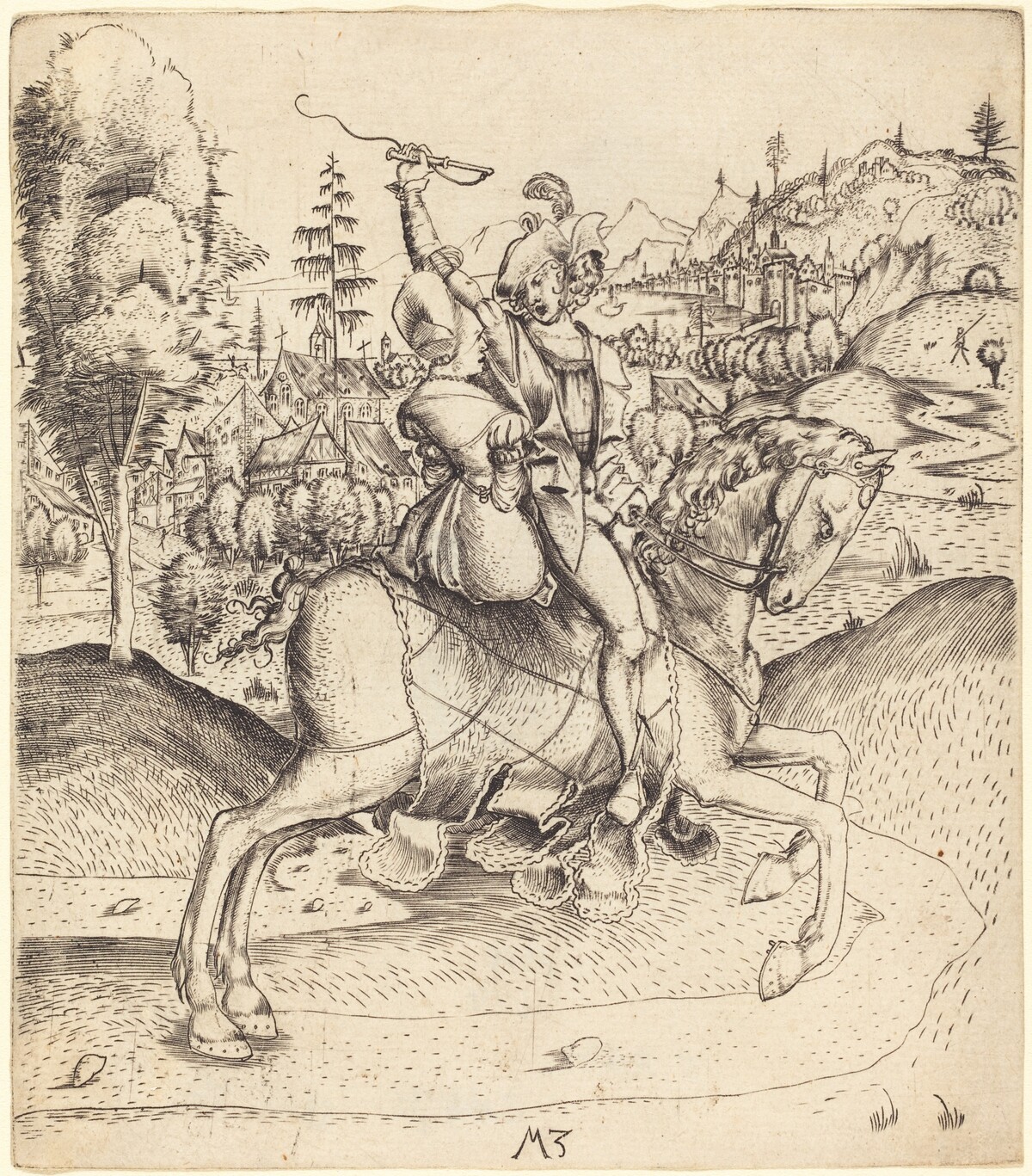 Knight and Lady on Horseback by Master MZ