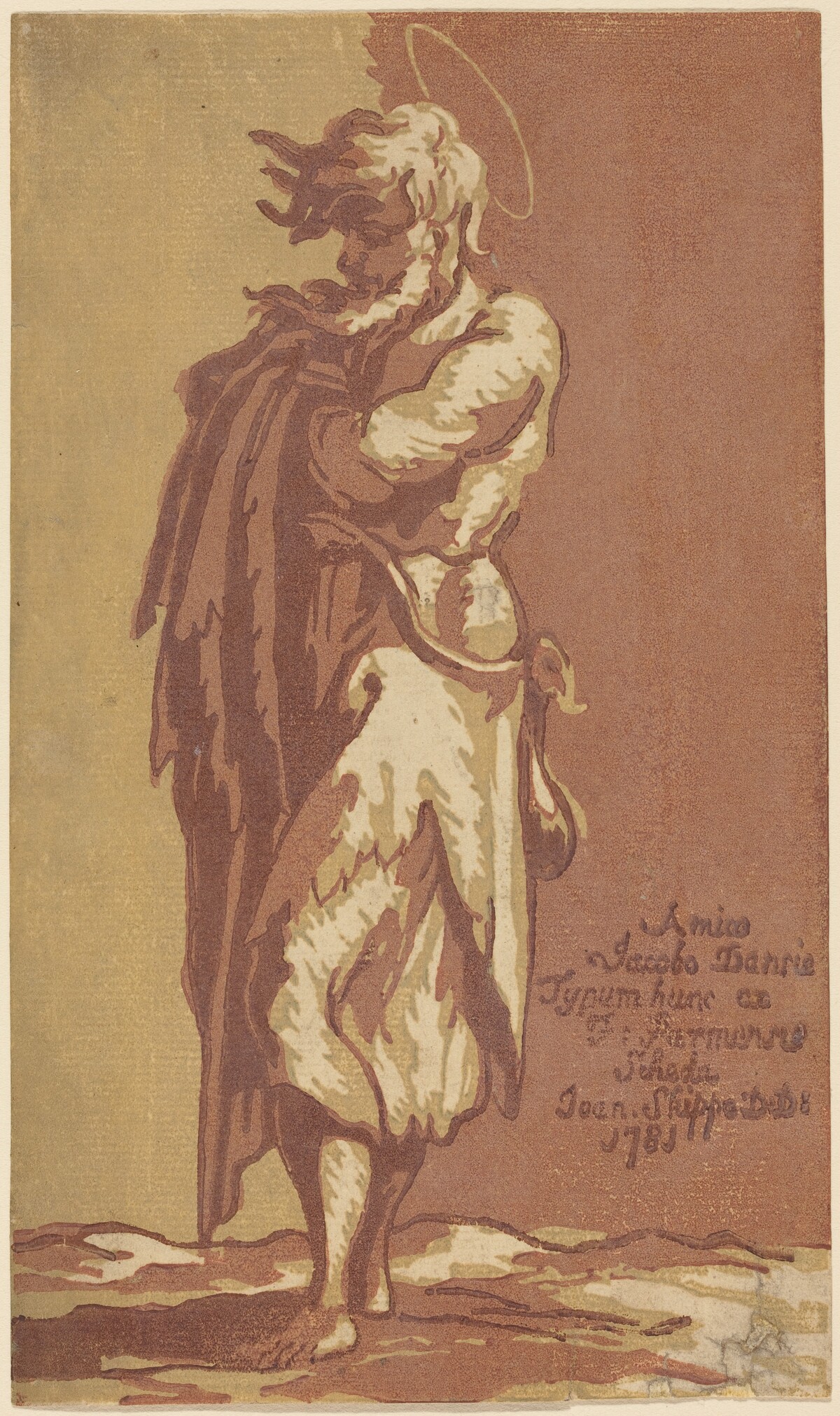 Male Saint Standing, with Folded Arms, Facing to the Left by John Skippe after Parmigianino