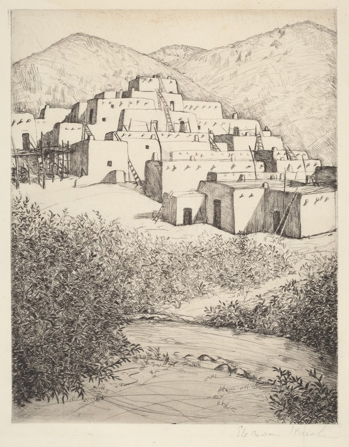 Untitled (Pueblo Scene, New Mexico) by Eleonora Kissel