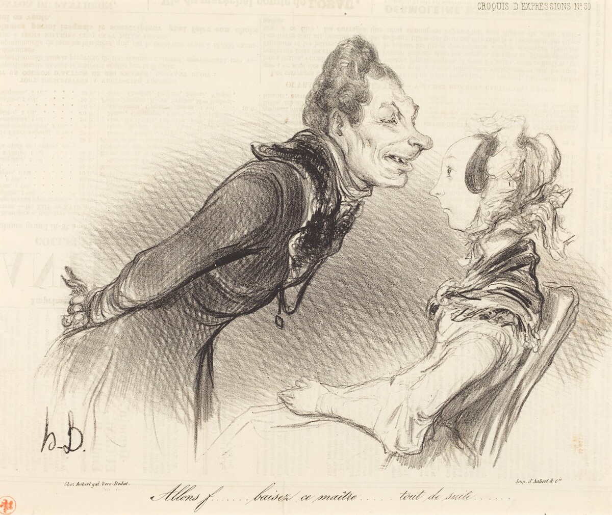 Allons... baisez ce maitre... tout de suite... by Honoré Daumier