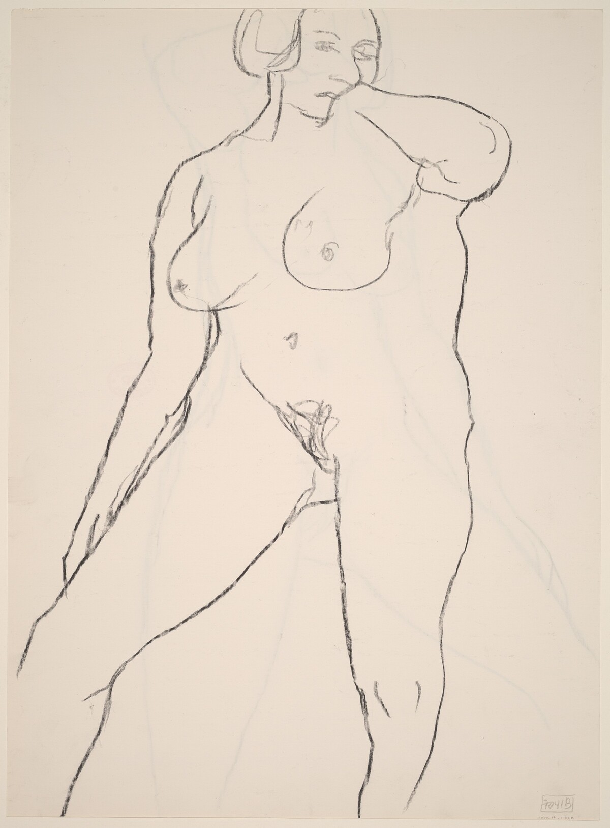Untitled [standing nude with her left hand under her chin] [verso] by Richard Diebenkorn