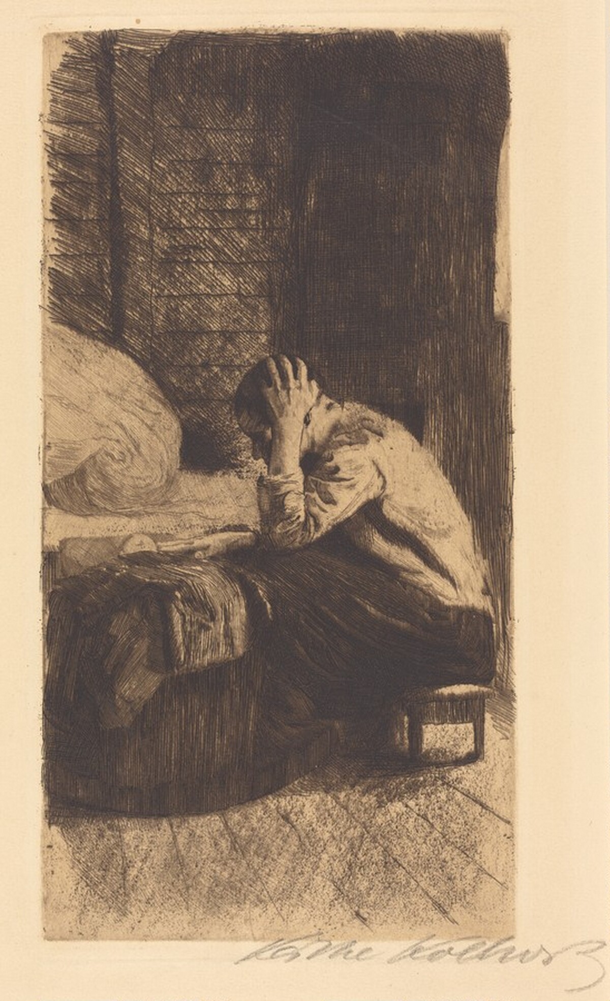 Woman at the Cradle (Frau an der Wiege) by Käthe Kollwitz