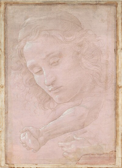 Head of a Youth Wearing a Cap; a Right Forearm with the Hand Clutching a Stone; and a Left Hand Holding a Drapery