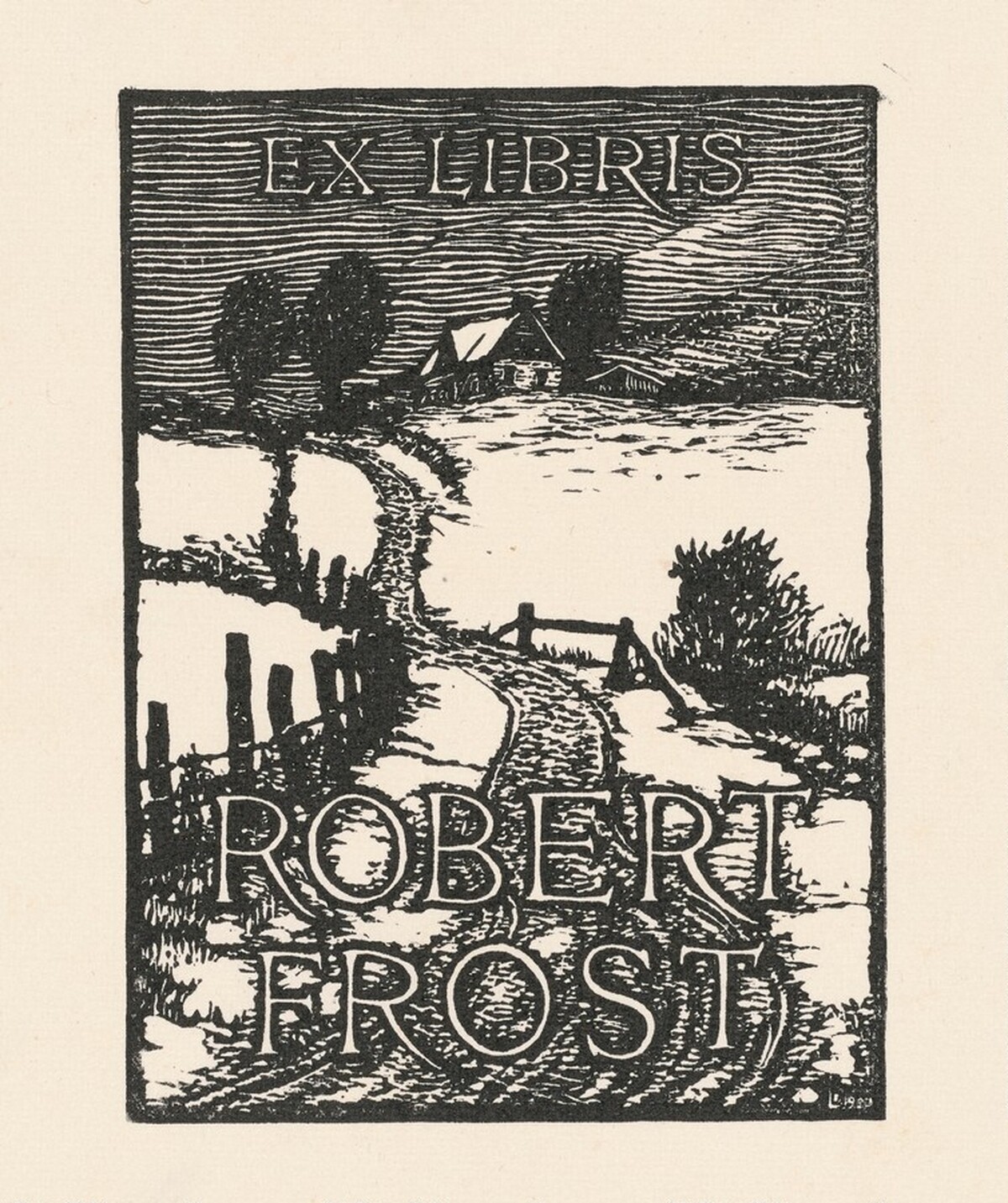 Robert Frost Book Plate by J. J. Lankes