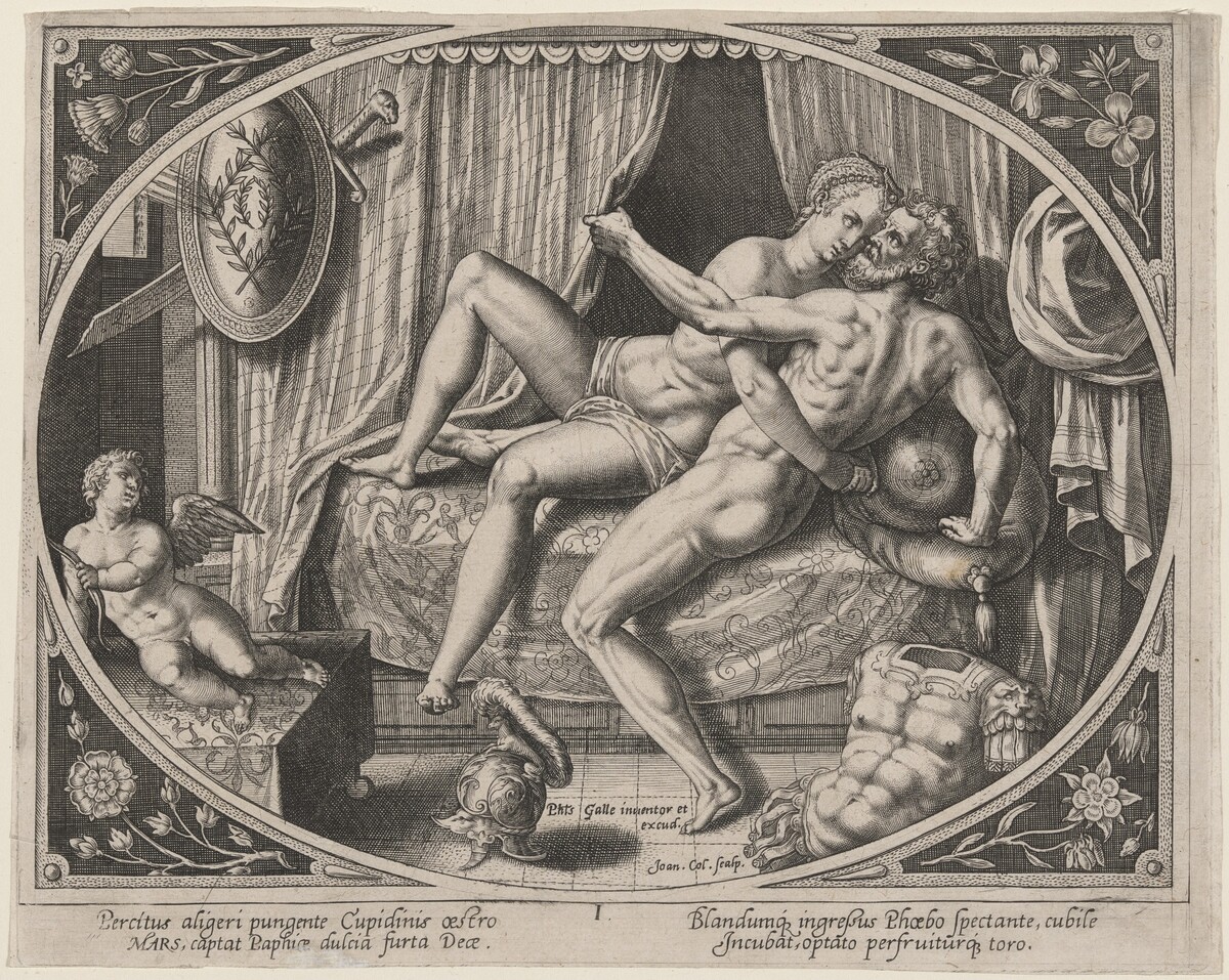 Mars and Venus Adulterous by Hans Collaert the Younger, after Philip Galle