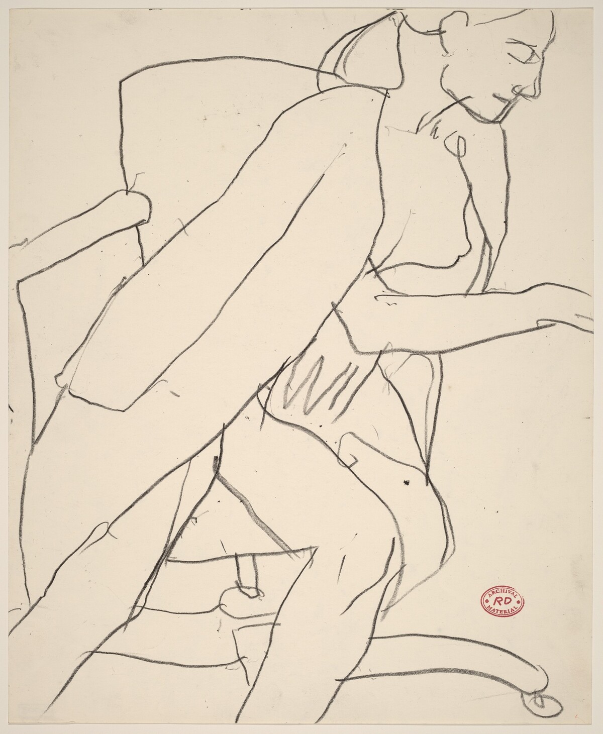 Untitled [seated nude with coat draped over her shoulders] by Richard Diebenkorn