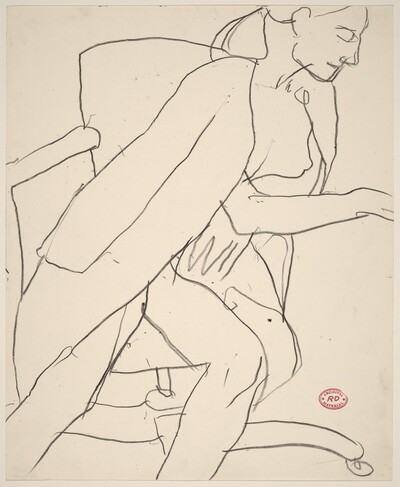 Untitled [seated nude with coat draped over her shoulders]