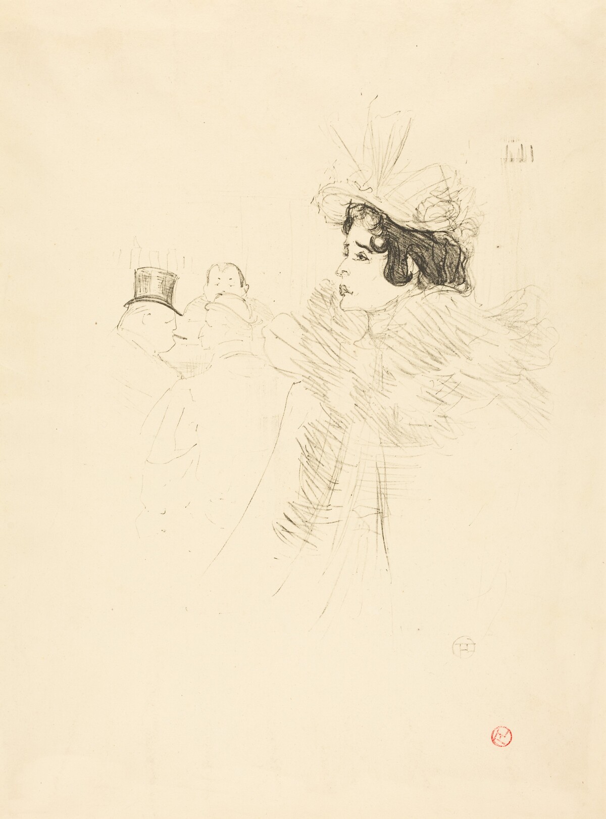 Miss May Belfort in the Irish and American Bar, rue Royale (Miss Belfort Belfort au Irish and American Bar, Rue Royale) by Henri de Toulouse-Lautrec