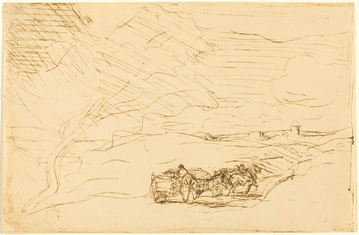 Wagon Going to Town (Le Charriot allant a la ville) by Jean-Baptiste-Camille Corot