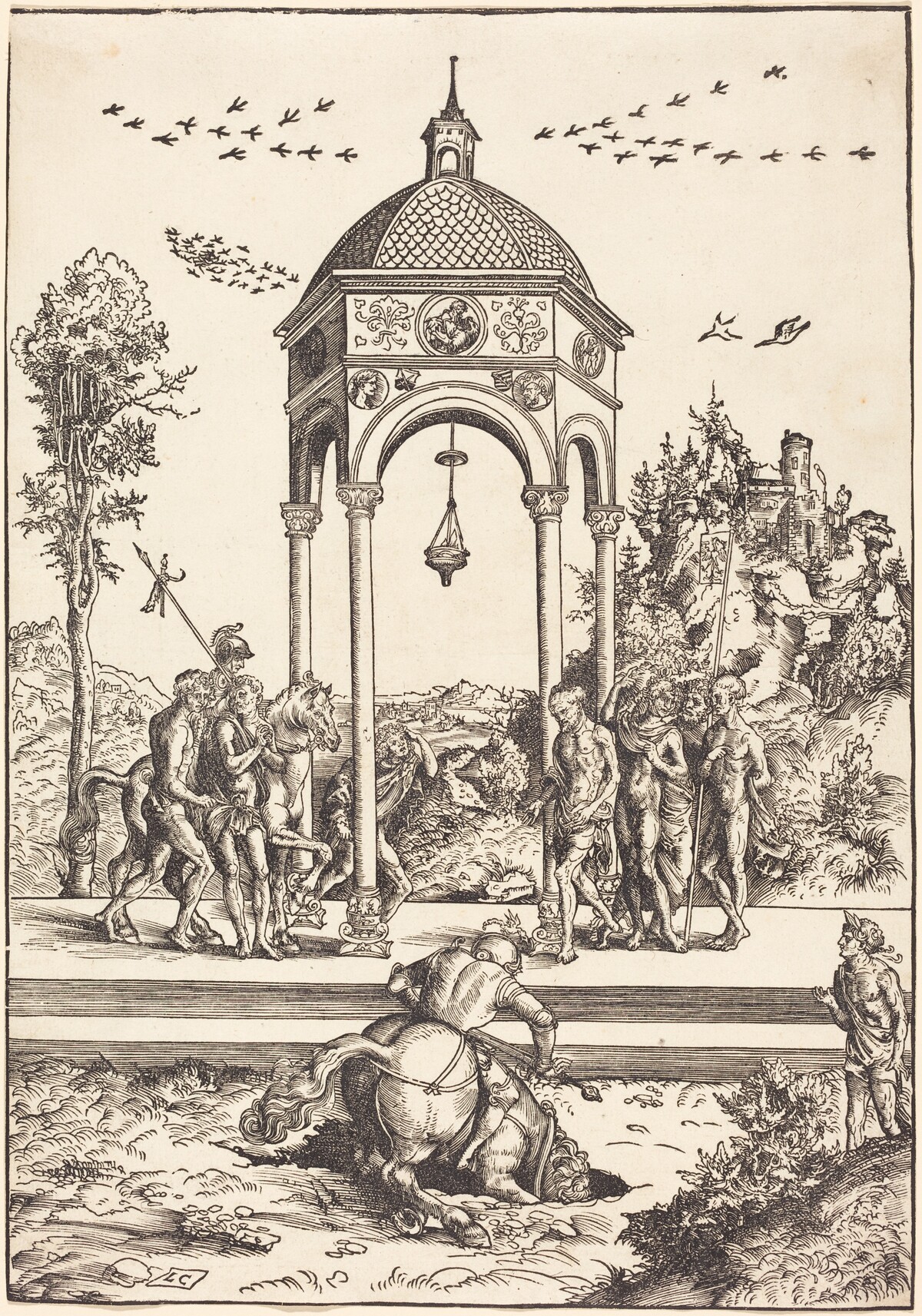 Marcus Curtius Plunging into the Chasm by Lucas Cranach the Elder