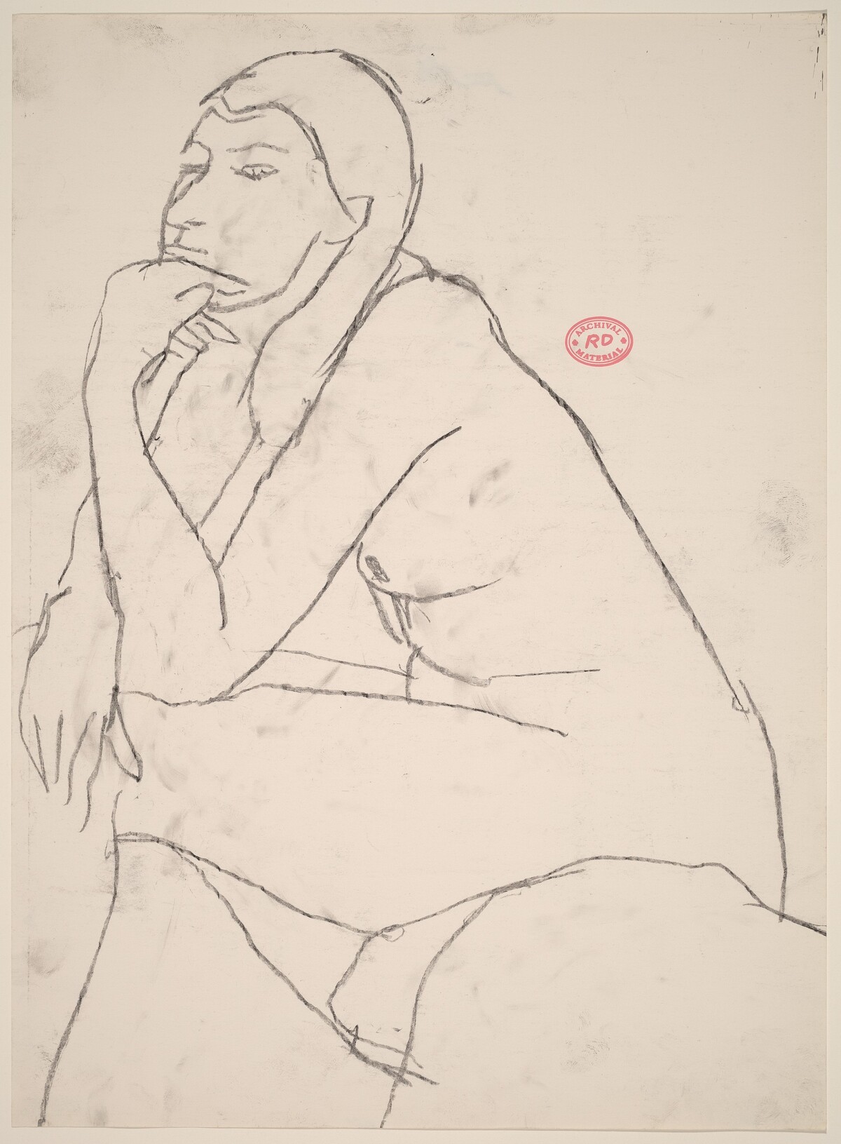 Untitled [seated female nude resting chin on left hand] by Richard Diebenkorn