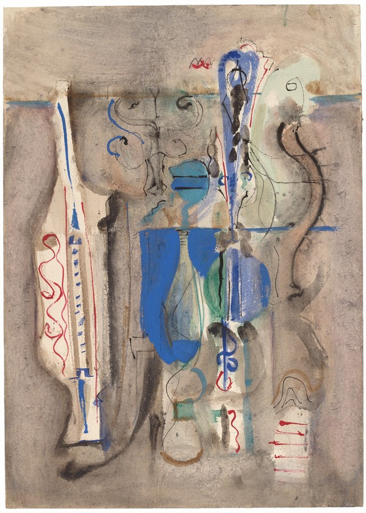Abstract Composition in Blue, Gray, Green, Black, and Red by Mark Rothko