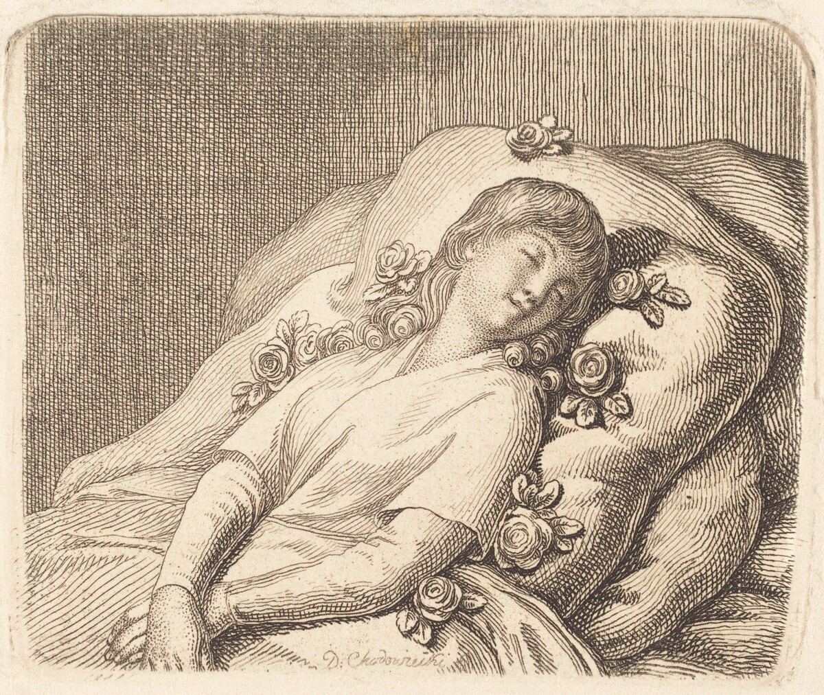 Dreaming on Roses by Daniel Nikolaus Chodowiecki