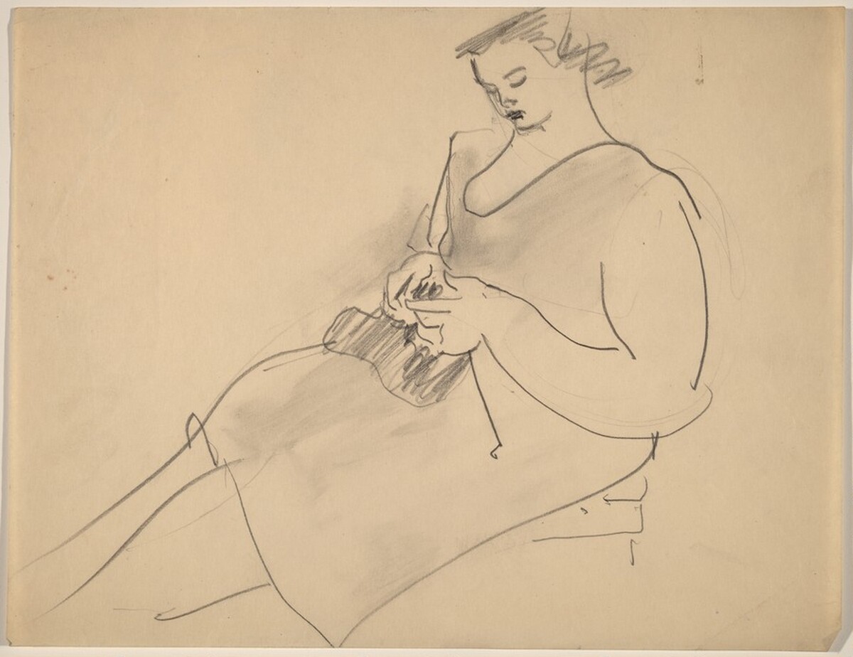 Seated Woman, Hands Clasping Object in Lap by Mark Rothko