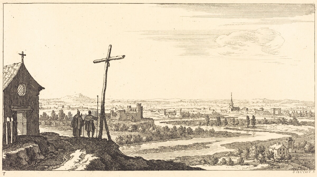 Landscape with Church and Town in Distance by Sébastien Le Clerc I