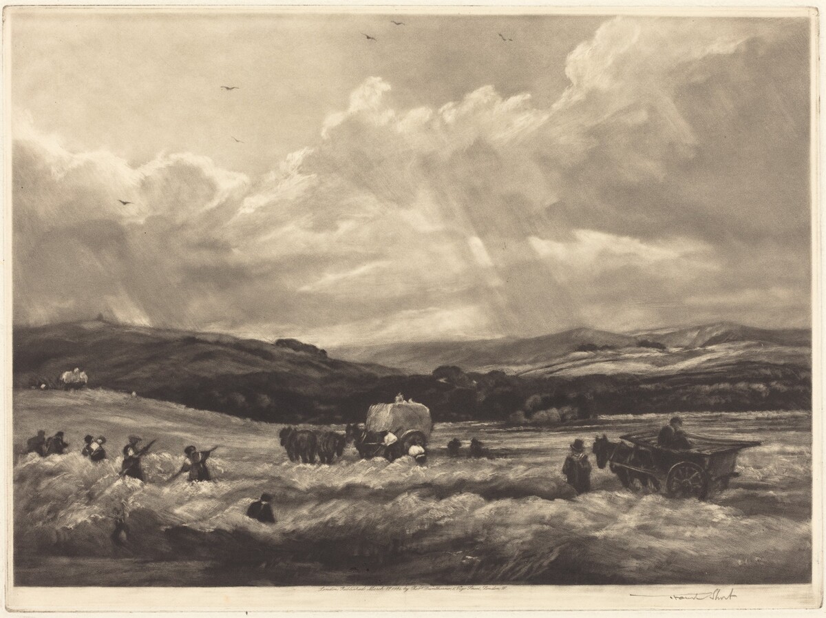 Hayfield in Yorkshire by Frank Short, after Peter De Wint