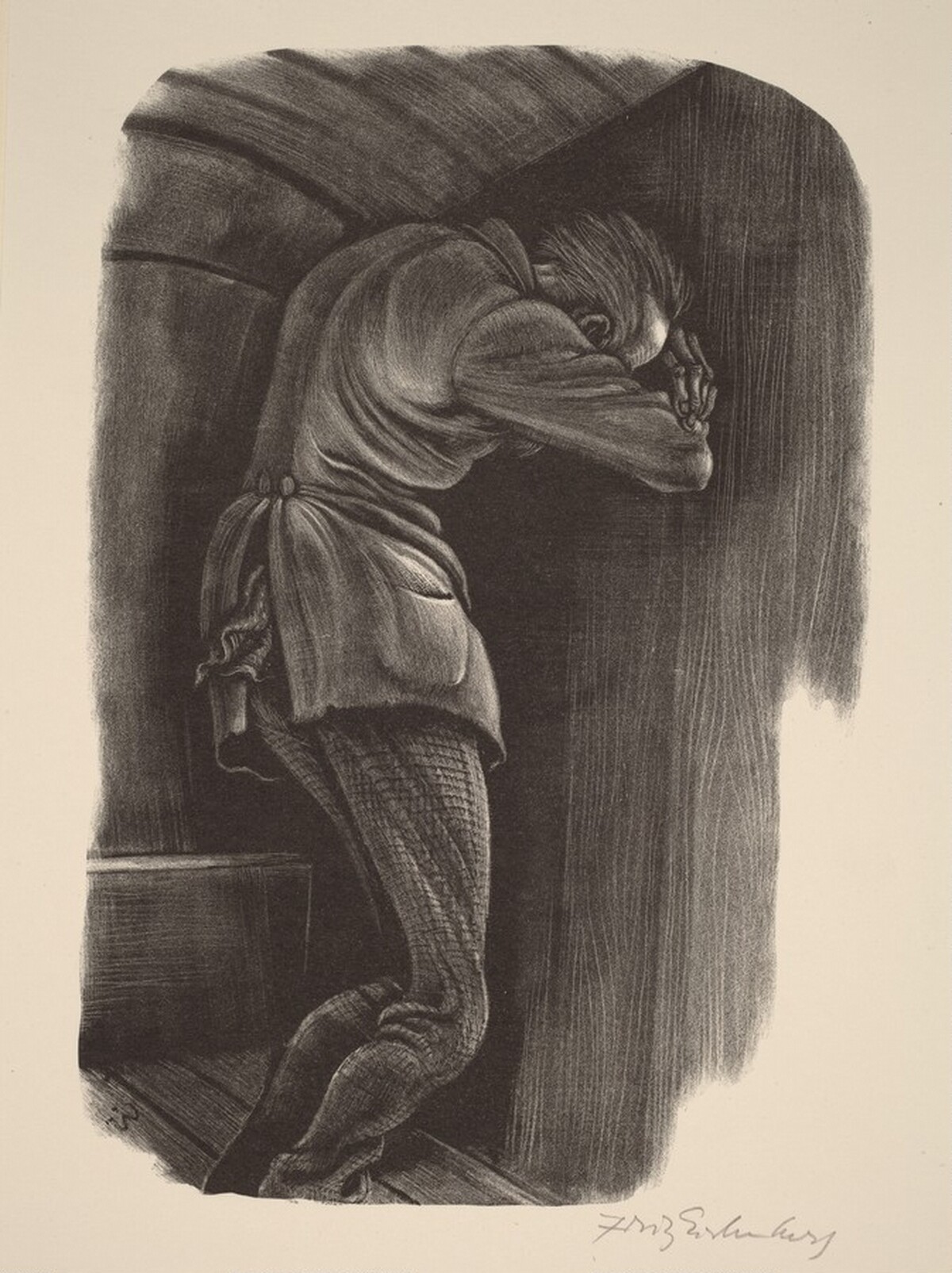 Ilusha's Father (Book X: The Boys, facing p.416) by Fritz Eichenberg