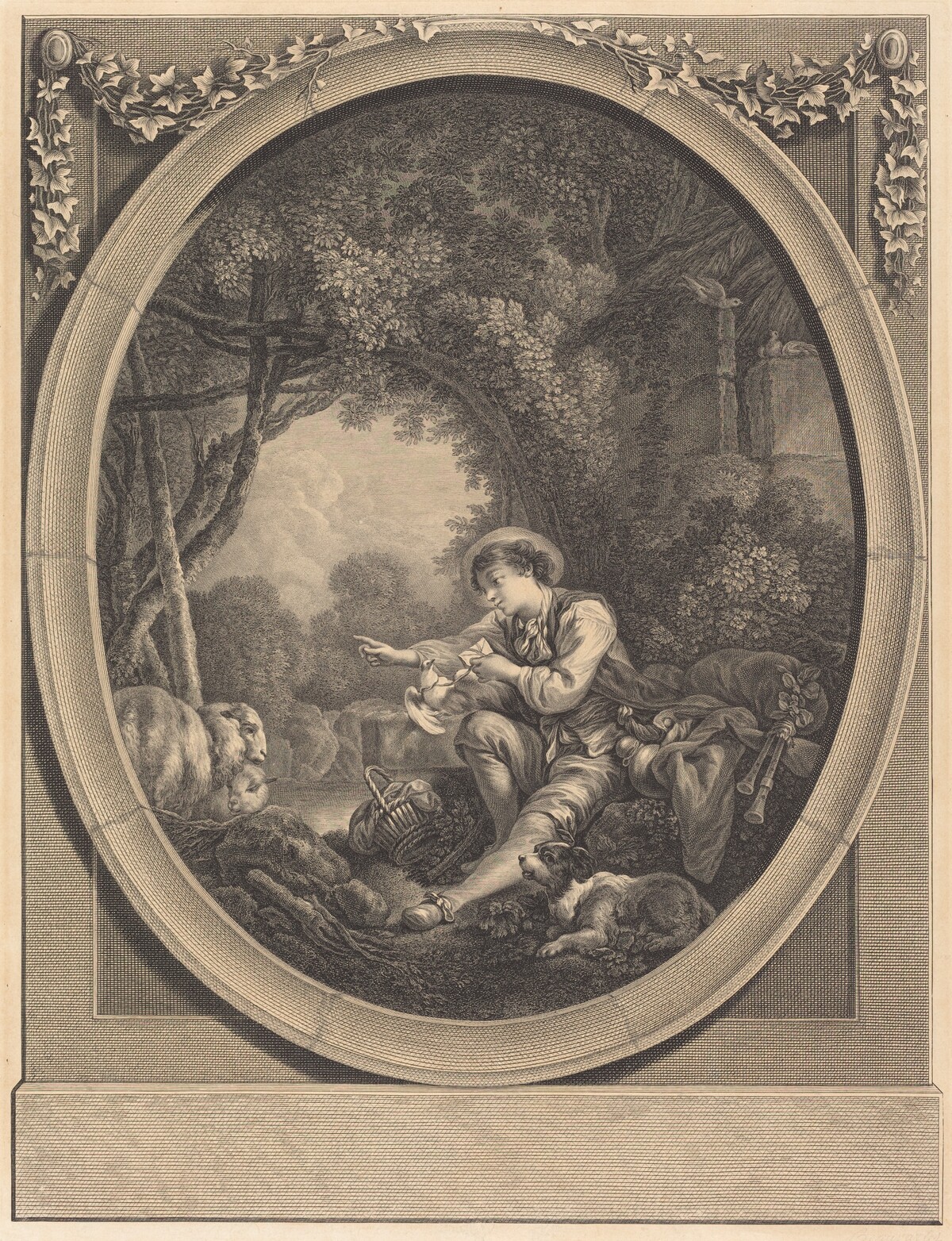 Le Départ du Courrier by Jacques-Firmin Beauvarlet after François Boucher