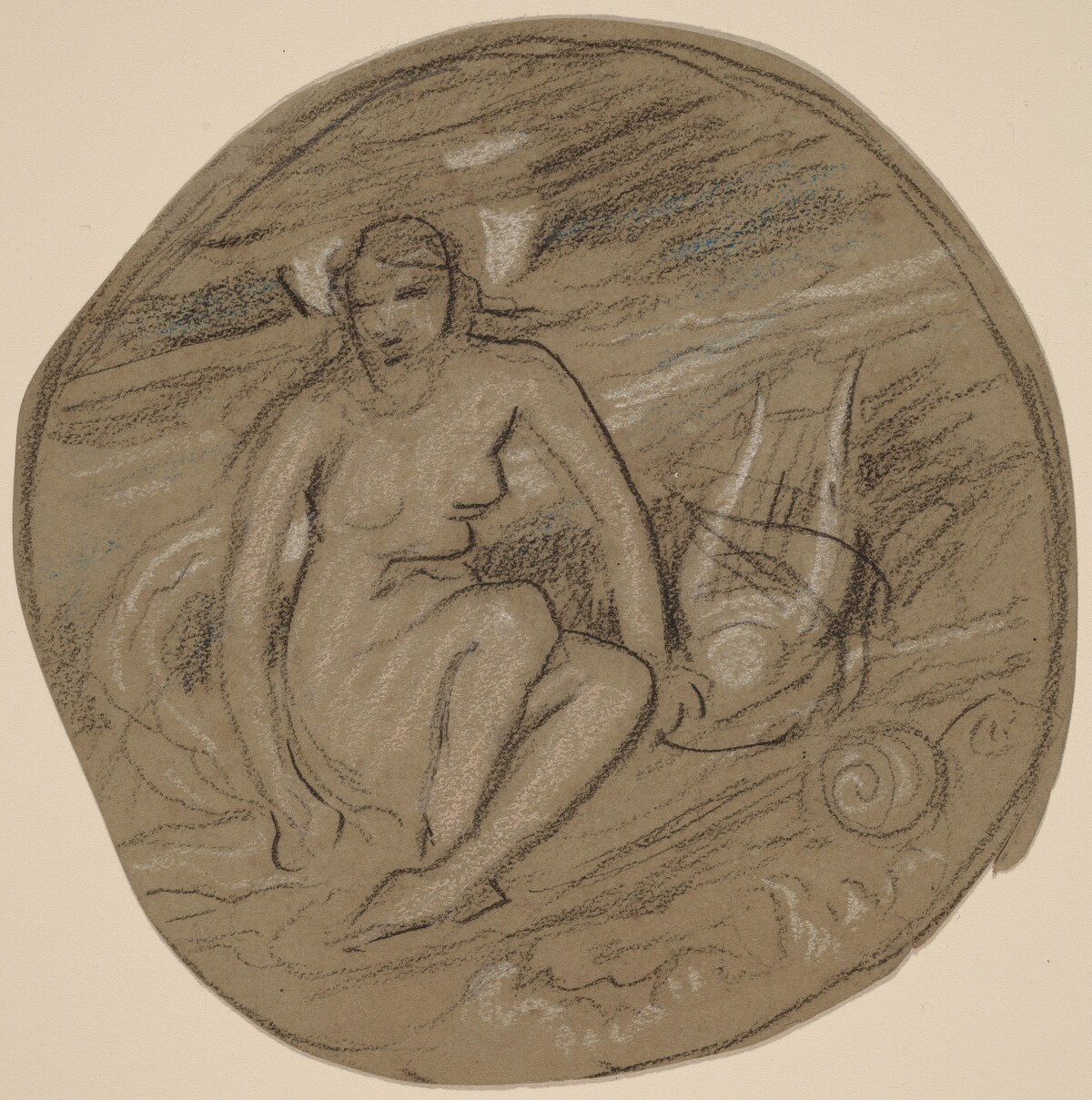 Study for "Music" by Elihu Vedder