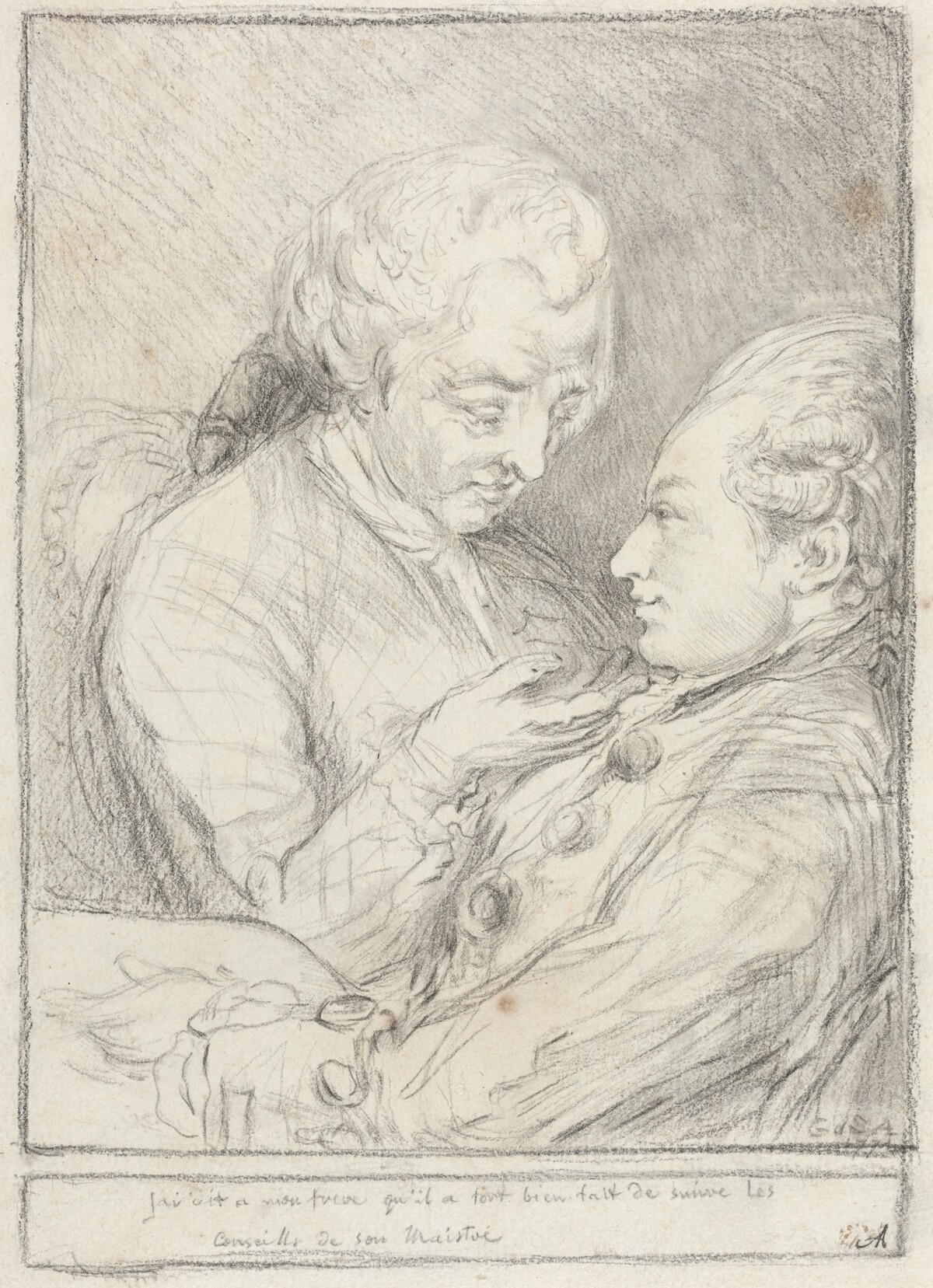 Portrait of the Artist with His Younger Brother, Augustin Saint-Aubin by Imitator of Gabriel Jacques de Saint-Aubin