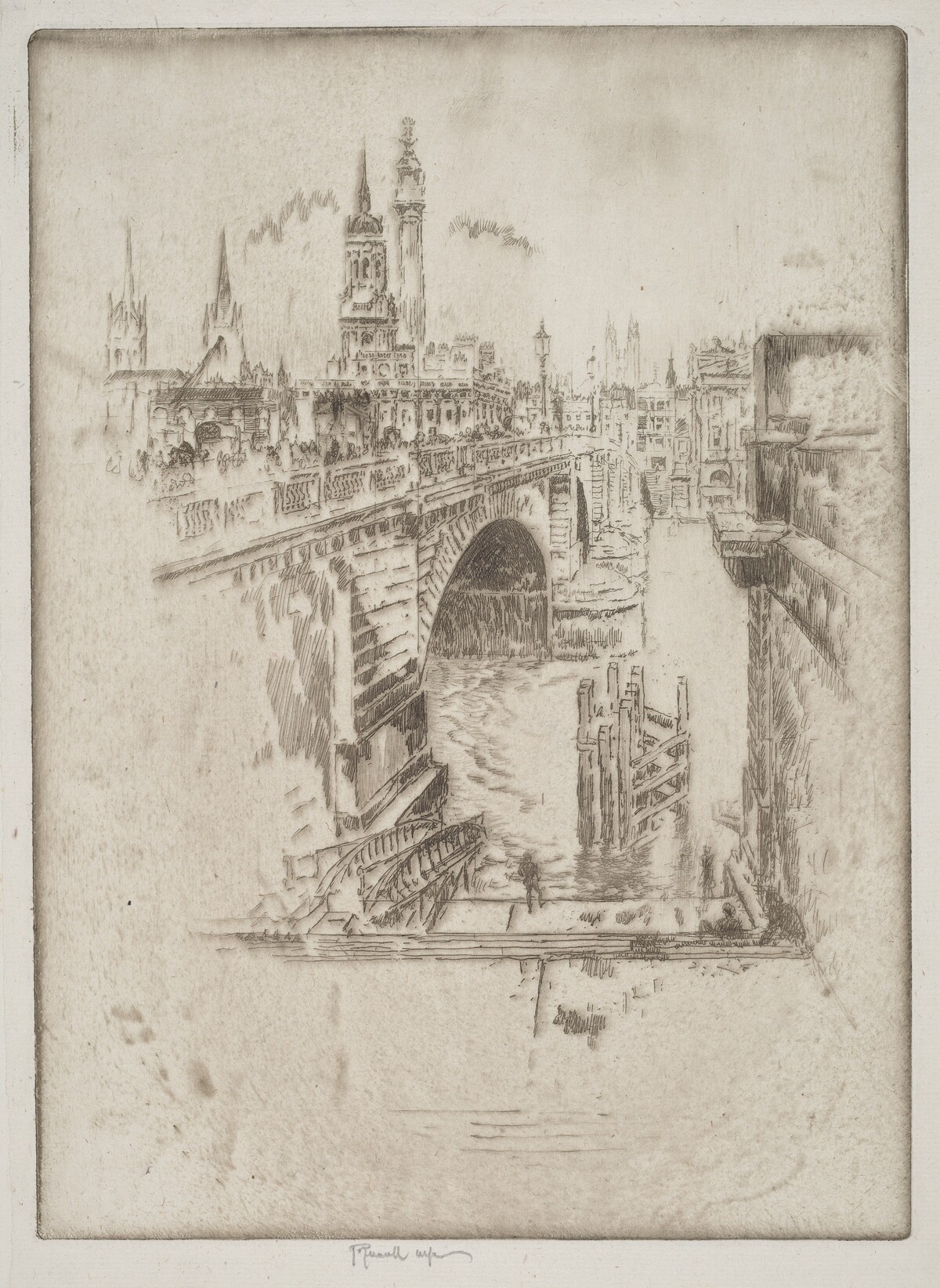 London Bridge Stairs by Joseph Pennell