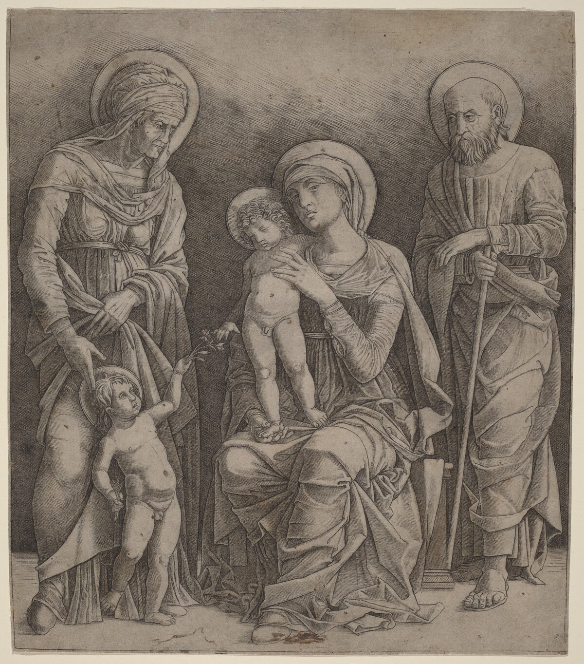 Holy Family with Saint Elizabeth and the Infant Saint John by Giovanni Antonio da Brescia, after Andrea Mantegna