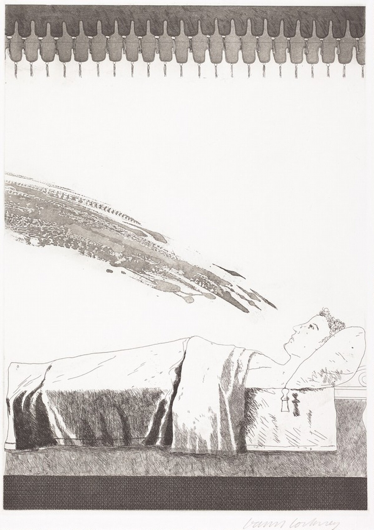Cold water about to hit the Prince by David Hockney