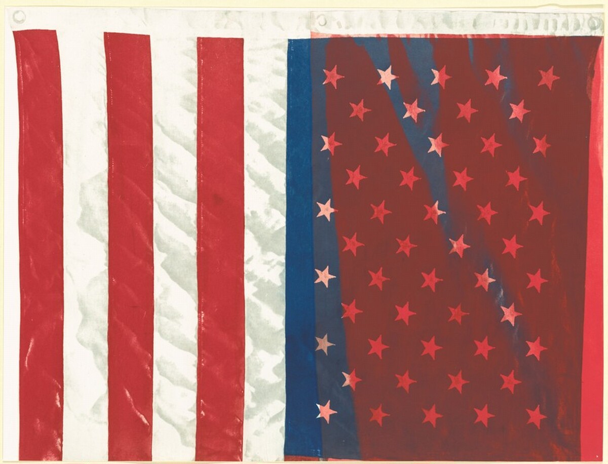 3 Flags for 1 Space and 6 Regions [top left panel] by Vito Acconci