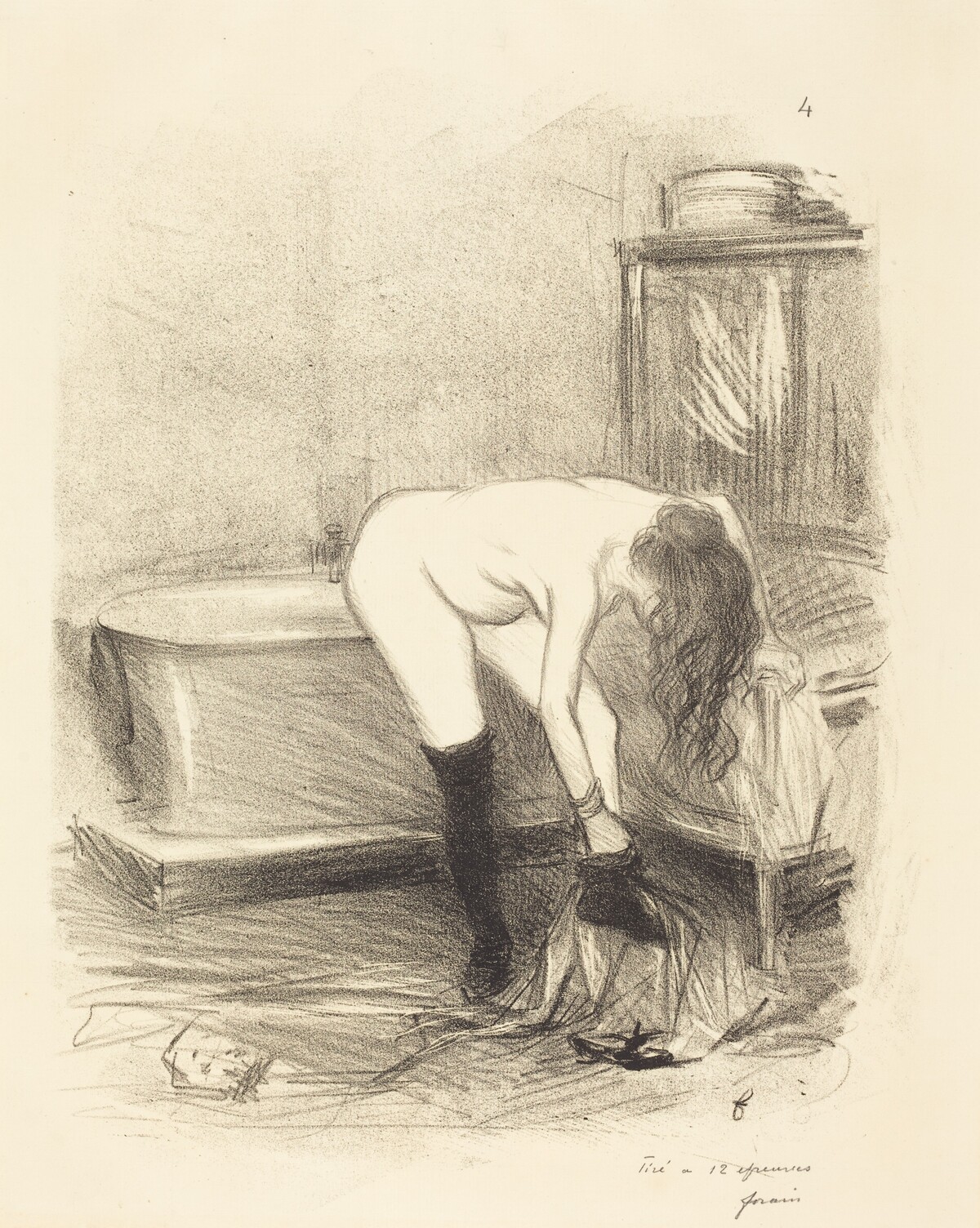 Le bain (planche en hauteur) (The Bath) (vertical plate) by Jean-Louis Forain