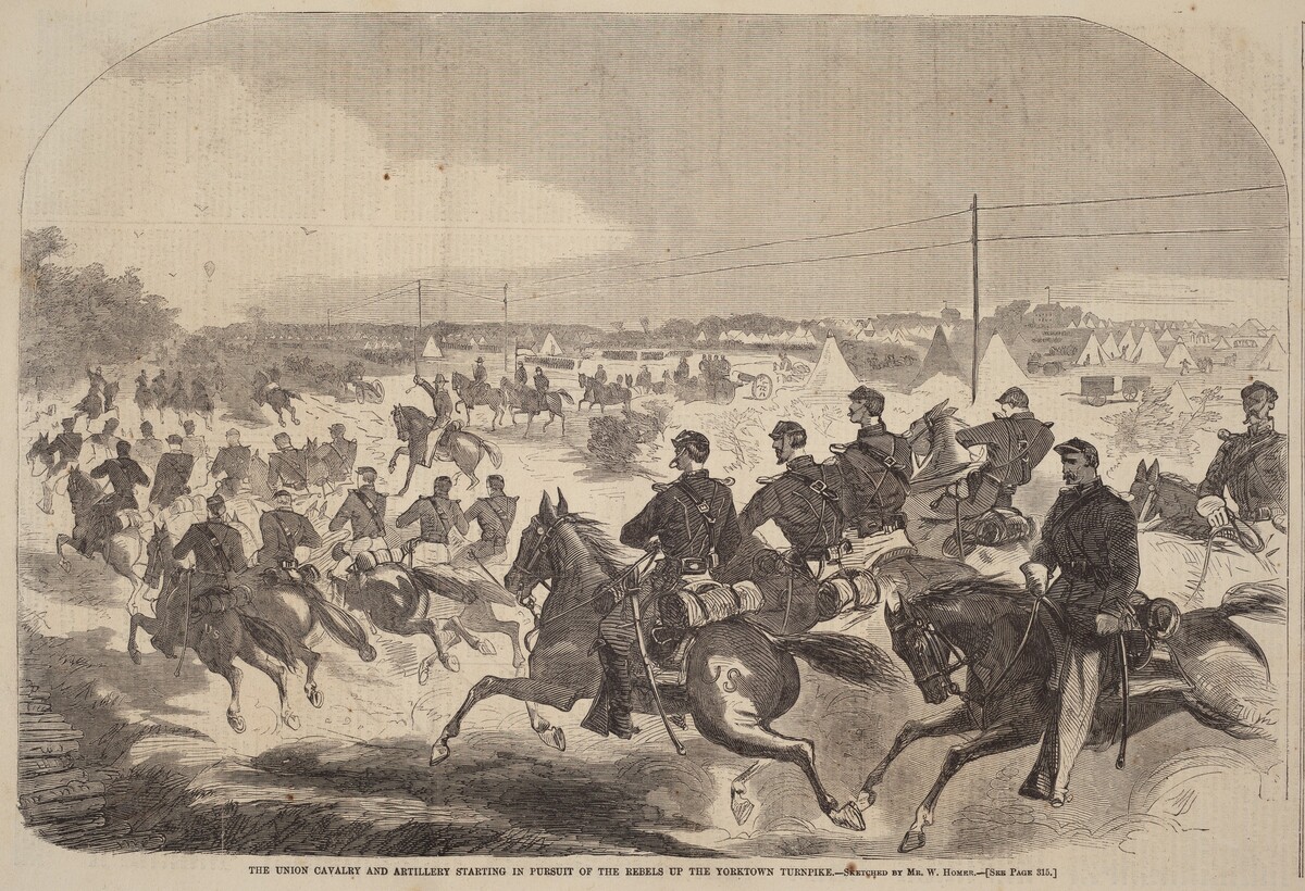 The Union Cavalry and Artillery Starting in Pursuit of the Rebels up the Yorktown Turnpike by after Winslow Homer