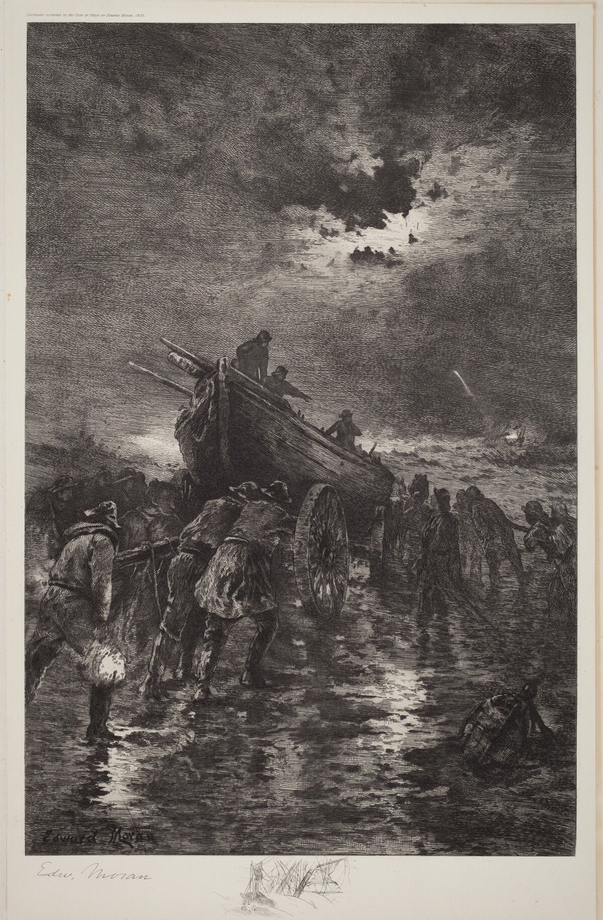 Untitled (Launching a Dory/To the Rescue/Shipwreck) by Edward Moran